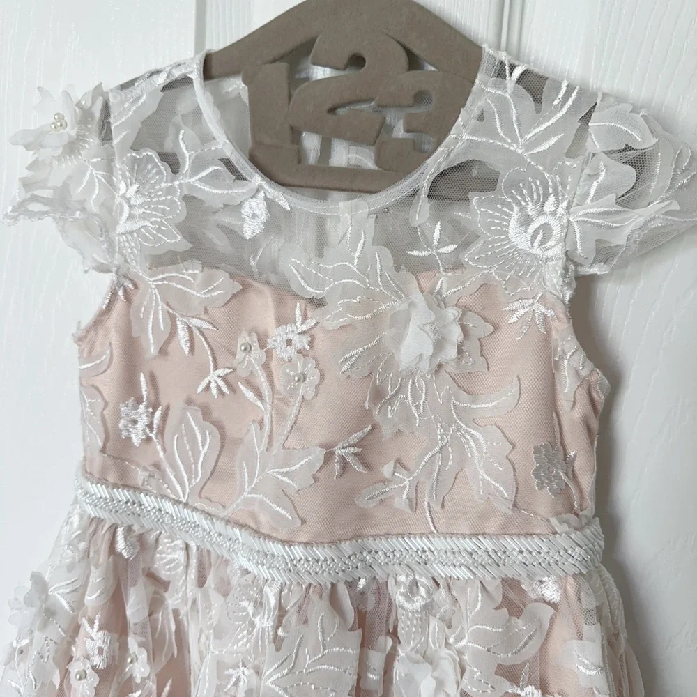 Rare Editions Gold and Pink Ruffled Tiered Dress